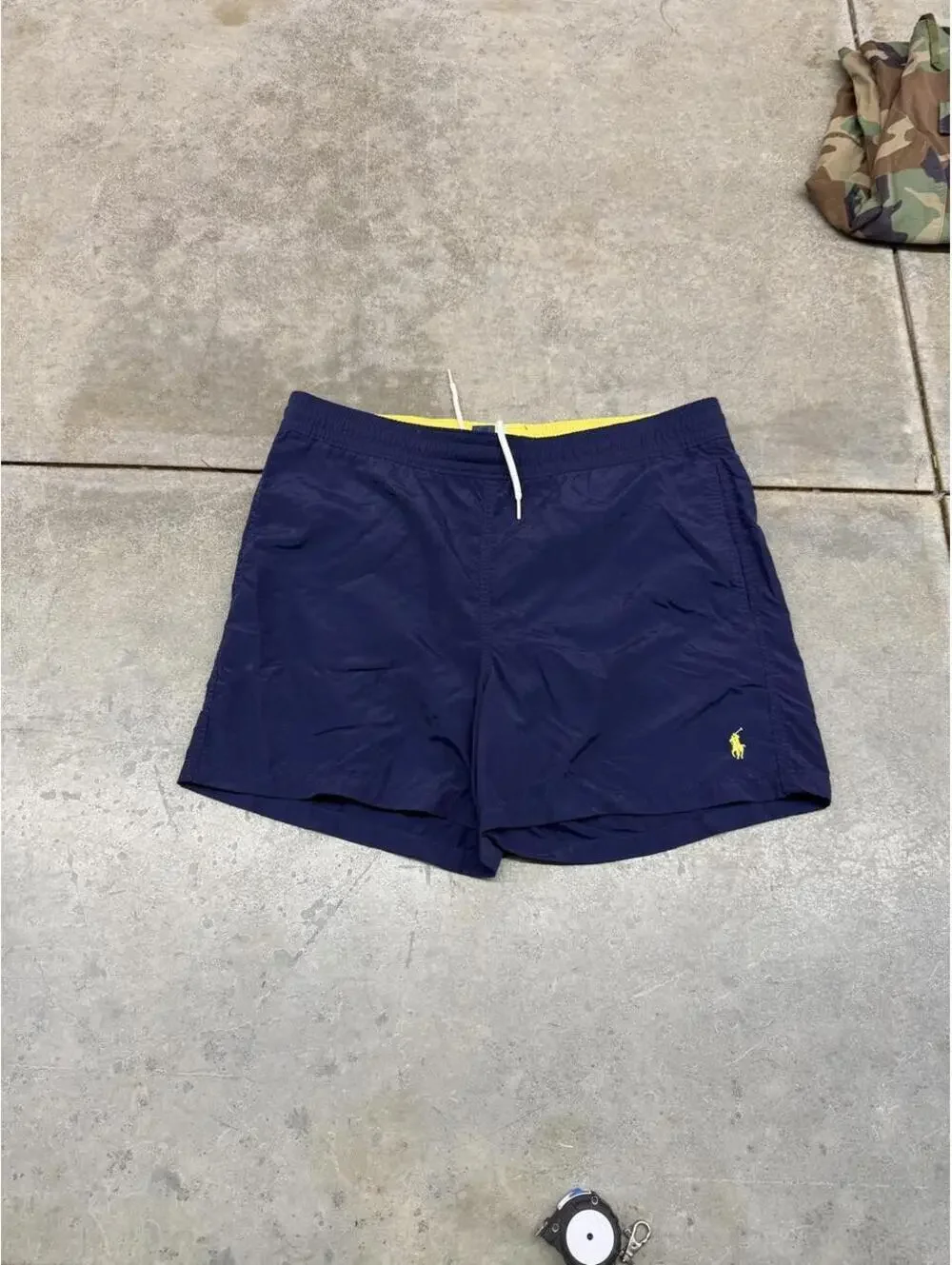 vintage polo ralph lauren navy small logo nylon short size small